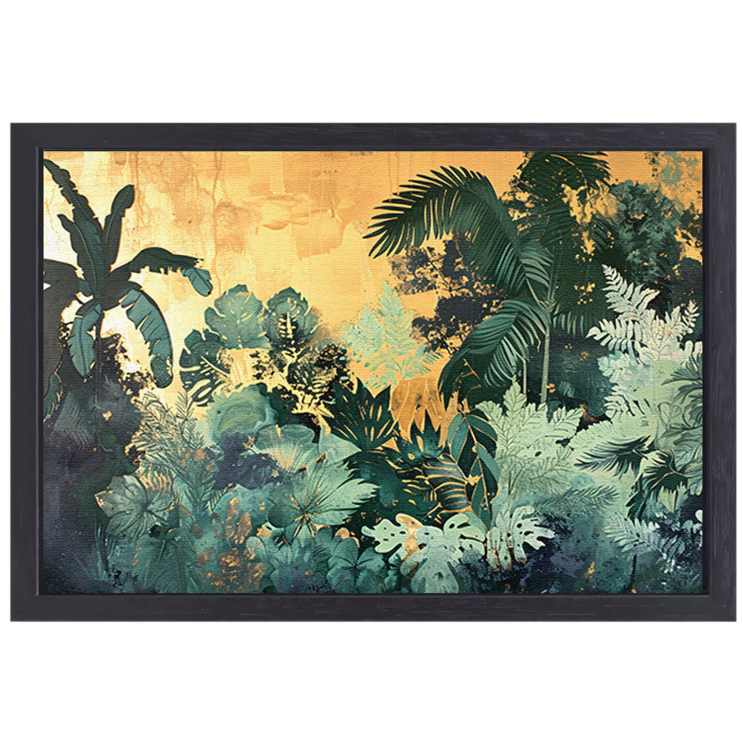 Levendige jungle in moderne kunststijl canvas met baklijst