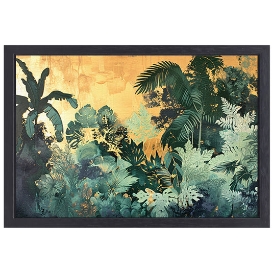 Levendige jungle in moderne kunststijl canvas met baklijst