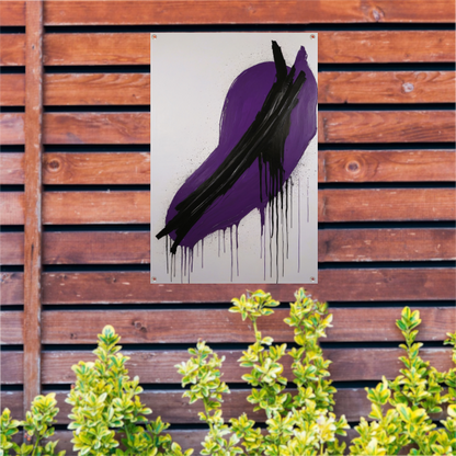 Dynamisch Abstract in Paars en Zwart tuinposter