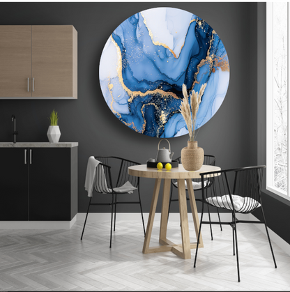Luxueuze Marmeren Texturen met Gouden Details aluminium muurcirkel