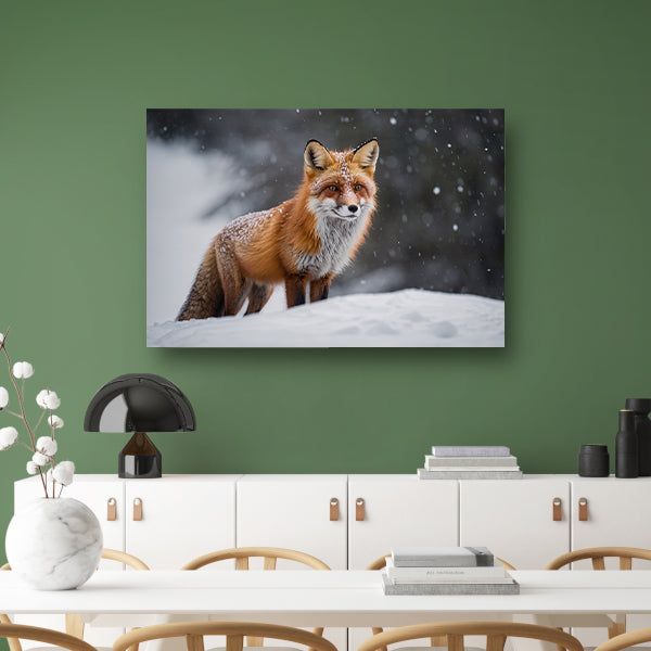 Gedetailleerde vos in besneeuwd landschap poster