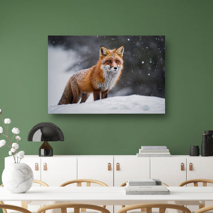Gedetailleerde vos in besneeuwd landschap poster
