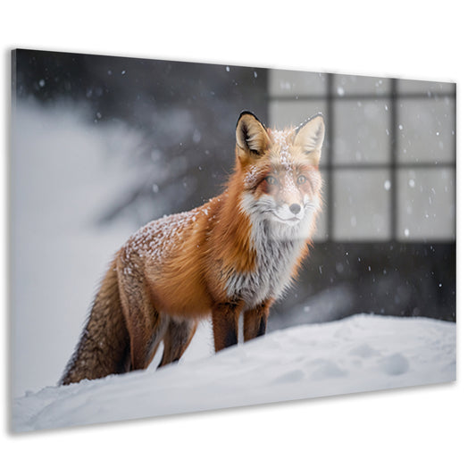 Gedetailleerde vos in besneeuwd landschap acrylglas