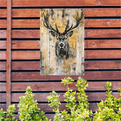 Abstract hertenportret met dynamische verfspetters tuinposter