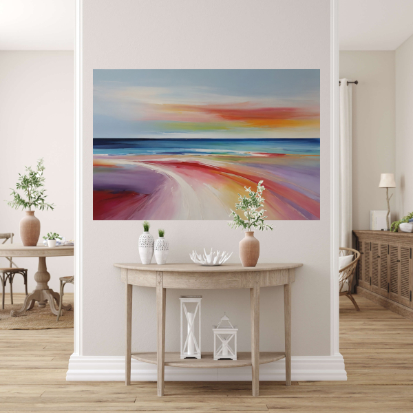 Abstracte Regenboogkleuren van een Strandleven poster