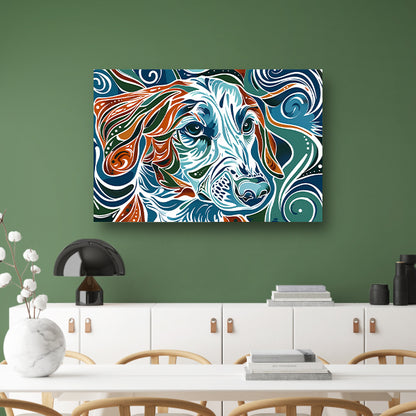 Abstracte kleurrijke lijntekening van een hond poster