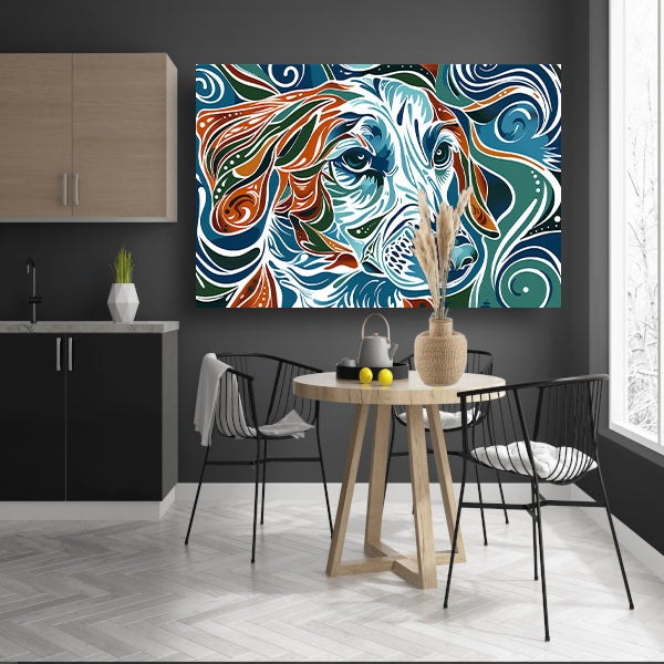 Abstracte kleurrijke lijntekening van een hond poster