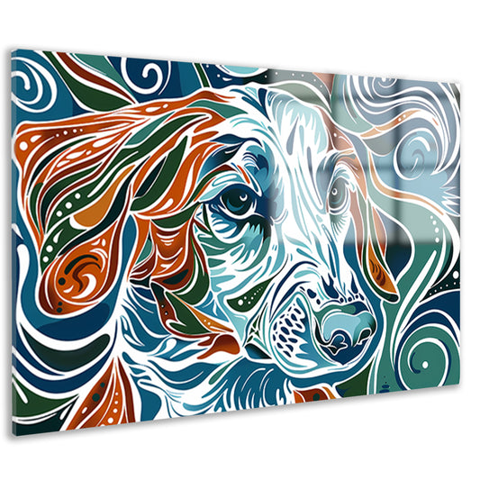 Abstracte kleurrijke lijntekening van een hond acrylglas