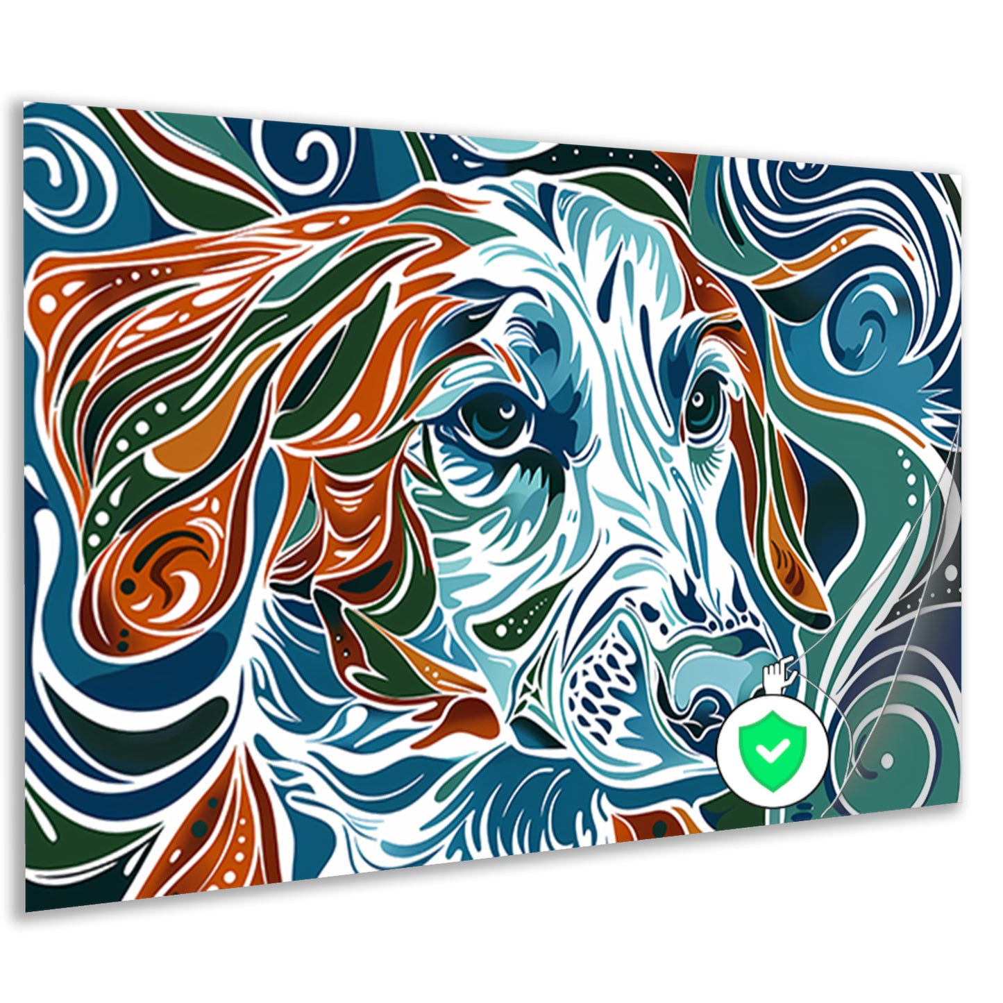 Abstracte kleurrijke lijntekening van een hond poster