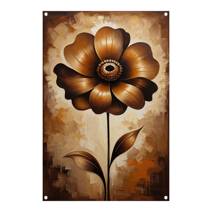 Abstracte Sepia Bloem in Olieverfstijl tuinposter