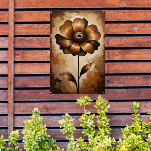 Abstracte Sepia Bloem in Olieverfstijl tuinposter