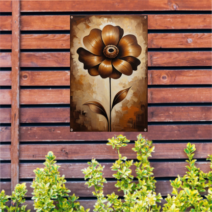 Abstracte Sepia Bloem in Olieverfstijl tuinposter