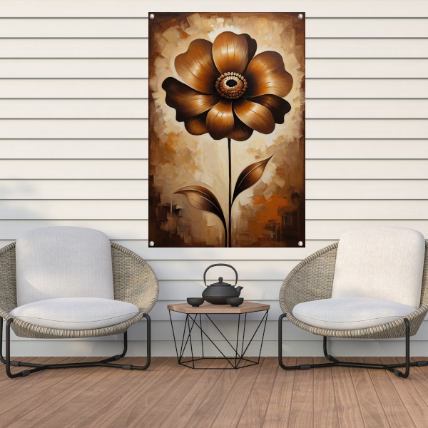 Abstracte Sepia Bloem in Olieverfstijl tuinposter