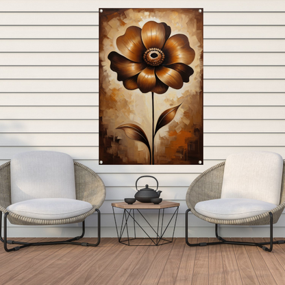 Abstracte Sepia Bloem in Olieverfstijl tuinposter