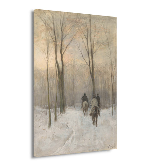 Ruiters in de sneeuw in het Haagse Bos - Anton Mauve canvas