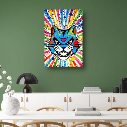 Kleurrijke kat met abstracte spatten achtergrond poster