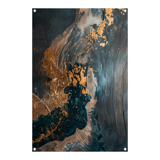 Dynamische abstracte compositie met goud tuinposter