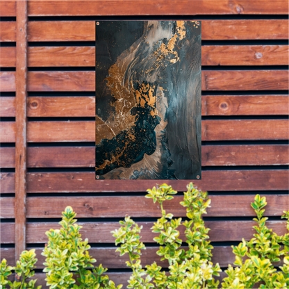 Dynamische abstracte compositie met goud tuinposter