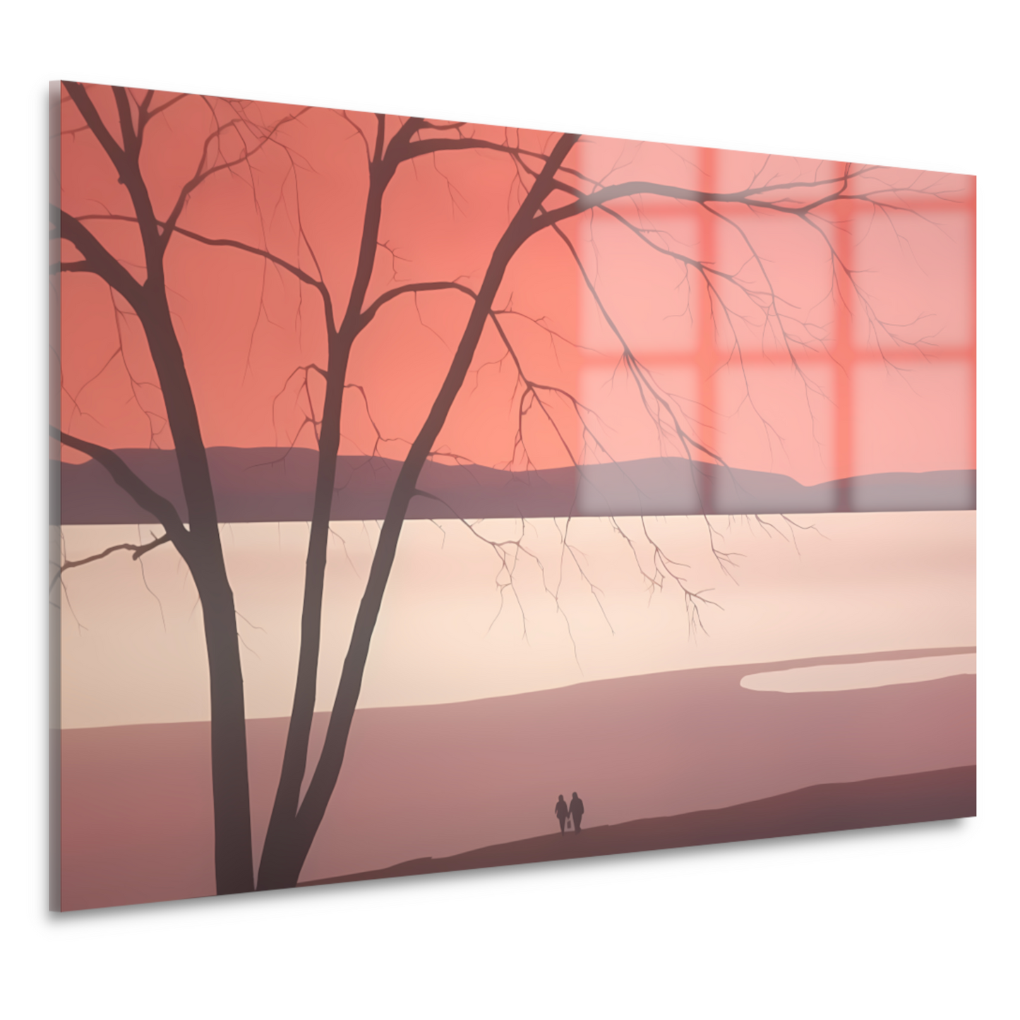 Minimalistisch landschap met meer acrylglas