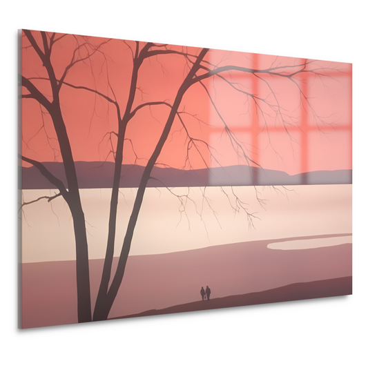 Minimalistisch landschap met meer acrylglas