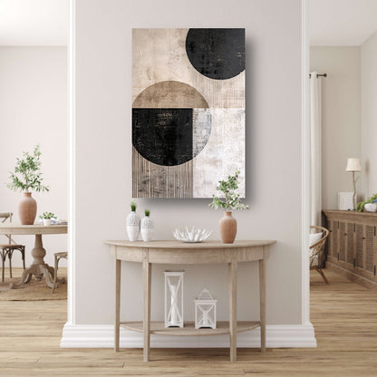 Overlappende cirkels met textuur en lijnen canvas