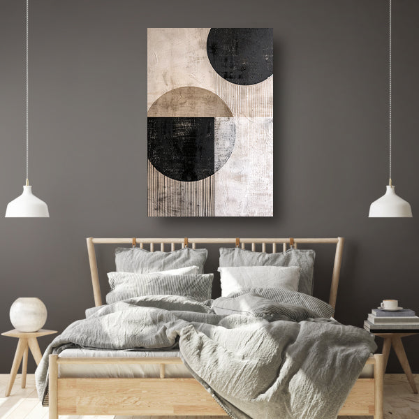Overlappende cirkels met textuur en lijnen canvas