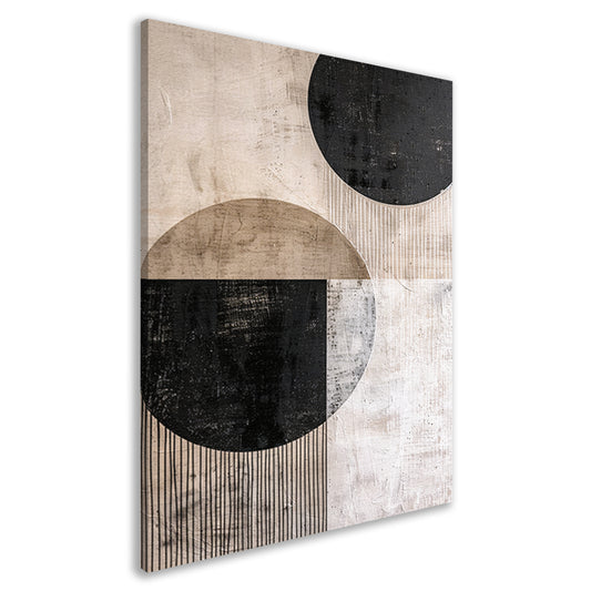 Overlappende cirkels met textuur en lijnen canvas