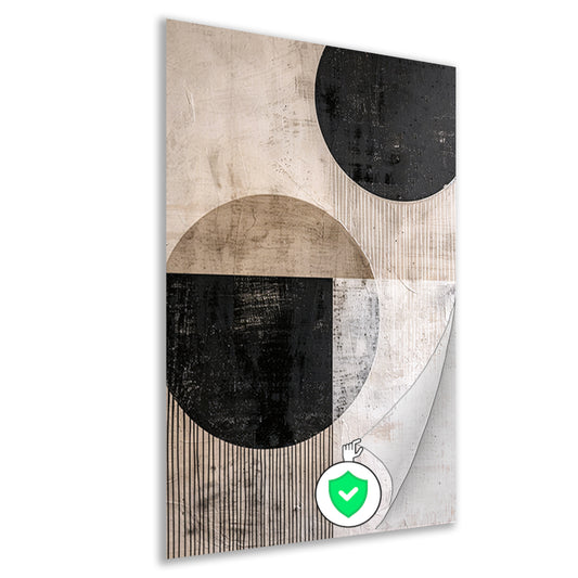Overlappende cirkels met textuur en lijnen poster
