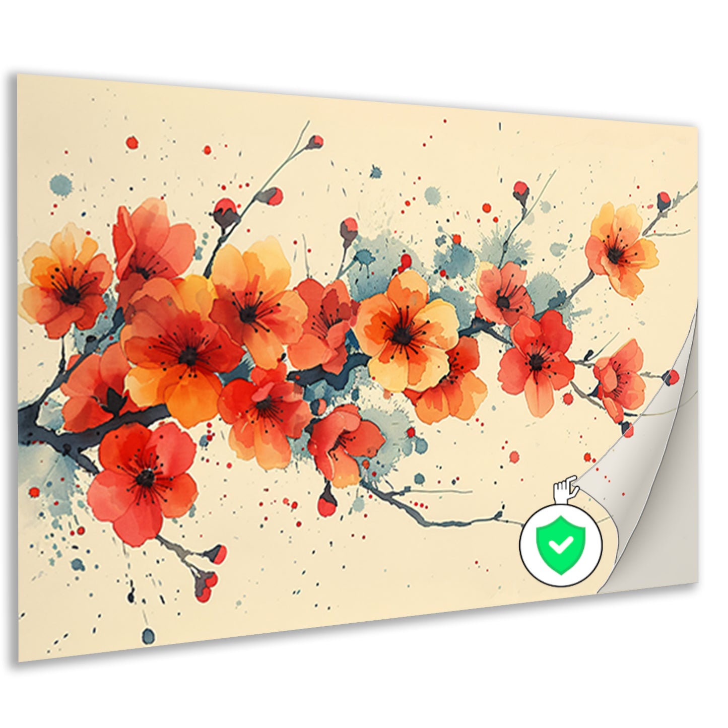 Aquarelbloemen in rood en oranje poster