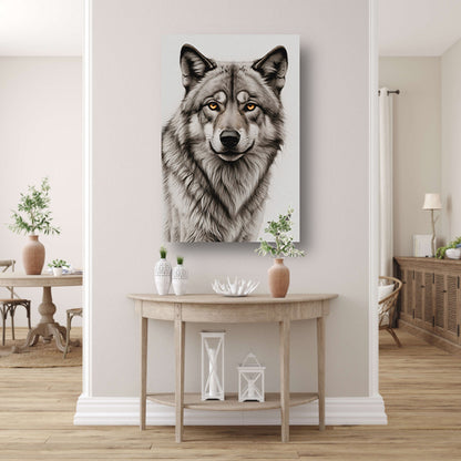 Intense Blik van een Grijze Wolf acrylglas