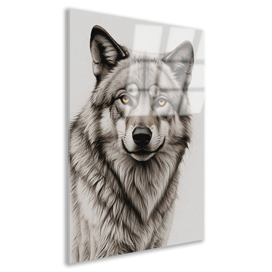 Intense Blik van een Grijze Wolf acrylglas
