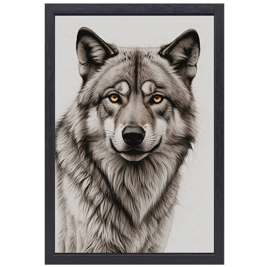 Intense Blik van een Grijze Wolf canvas met baklijst