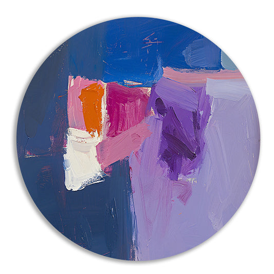 Abstract schilderij met kleurrijke vormen aluminium muurcirkel