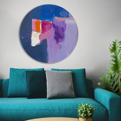 Abstract schilderij met kleurrijke vormen aluminium muurcirkel