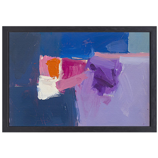 Abstract schilderij met kleurrijke vormen canvas met baklijst