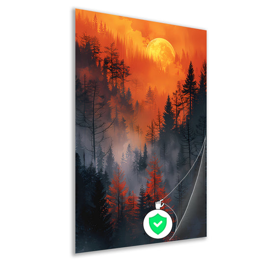 Betoverend Bos Onder Bloedrode Maan poster