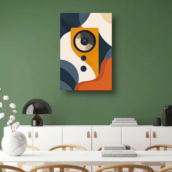 Abstracte Gele Luidspreker met Vormen poster