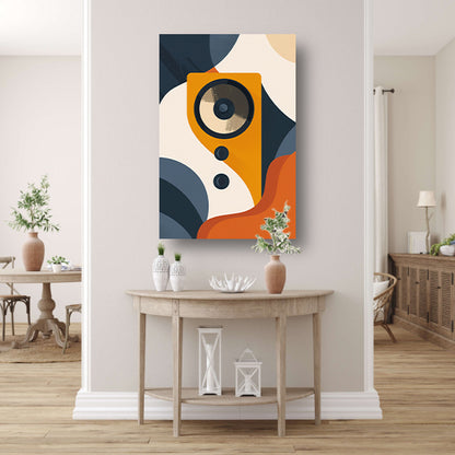 Abstracte Gele Luidspreker met Vormen canvas