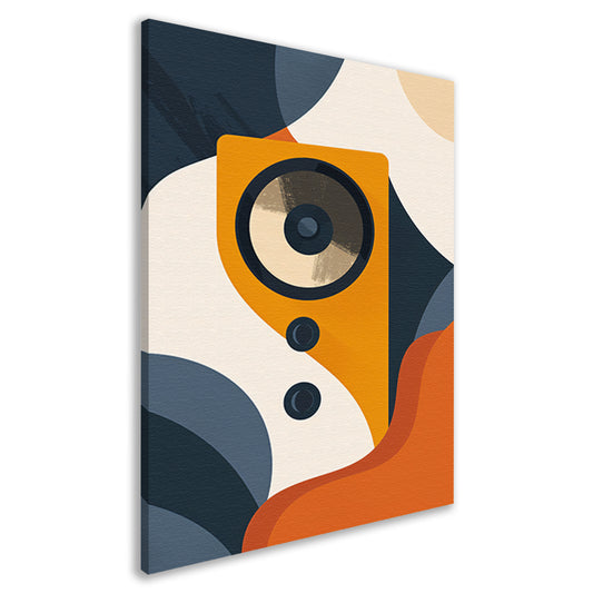 Abstracte Gele Luidspreker met Vormen canvas