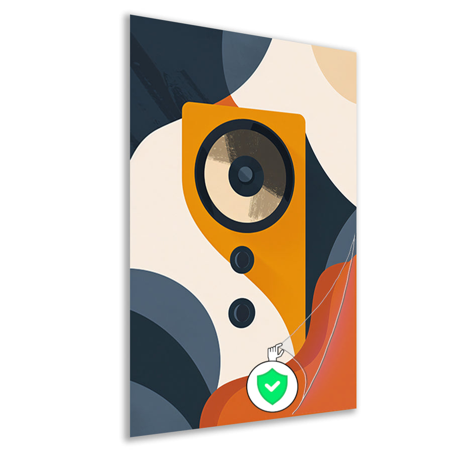Abstracte Gele Luidspreker met Vormen poster