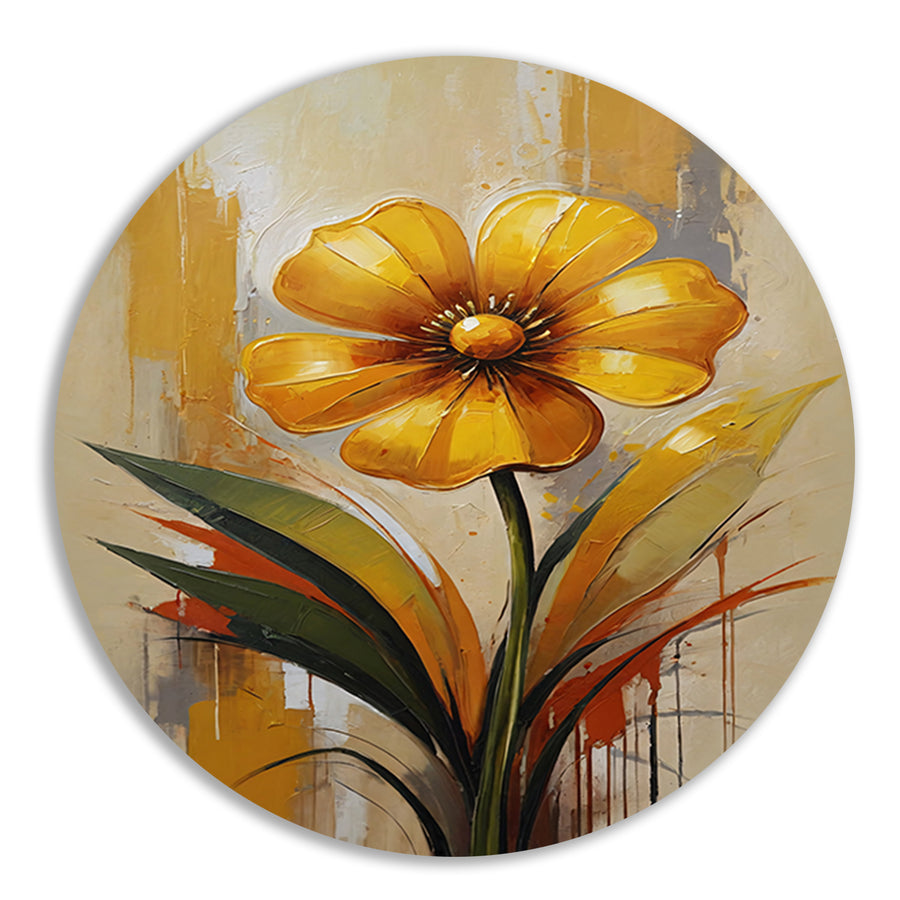 Impressionistische Dans van een Gele Bloem aluminium muurcirkel