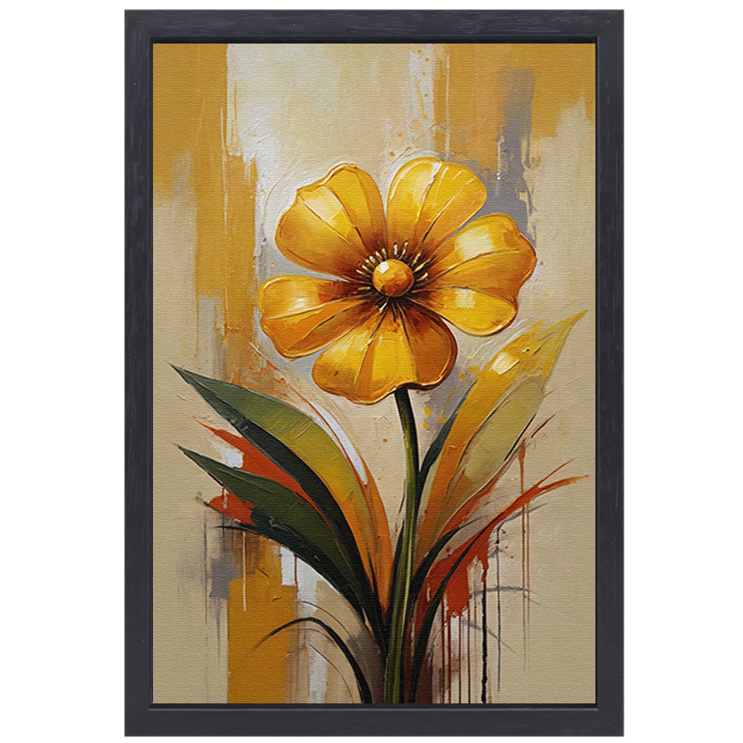 Impressionistische Dans van een Gele Bloem canvas met baklijst