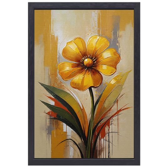 Impressionistische Dans van een Gele Bloem canvas met baklijst