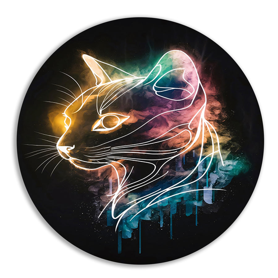 Minimalistische kleurrijke kat in Art Nouveau-stijl forex muurcirkel