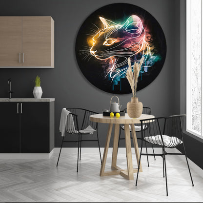 Minimalistische kleurrijke kat in Art Nouveau-stijl aluminium muurcirkel