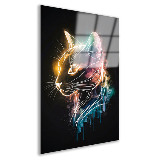 Minimalistische kleurrijke kat in Art Nouveau-stijl acrylglas