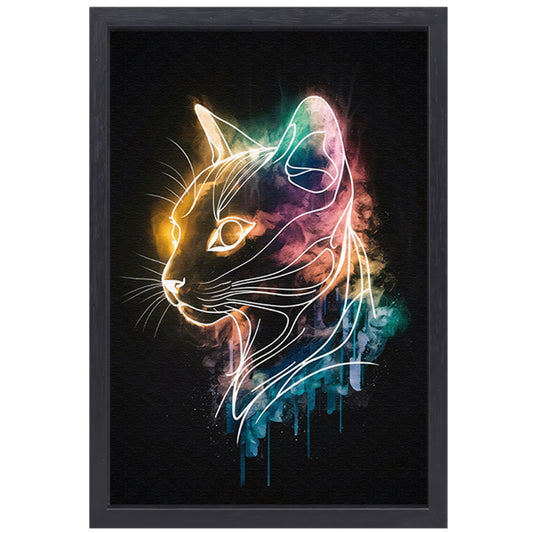 Minimalistische kleurrijke kat in Art Nouveau-stijl canvas met baklijst