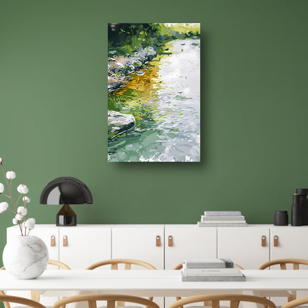 Impressionistisch schilderij van een rivier poster