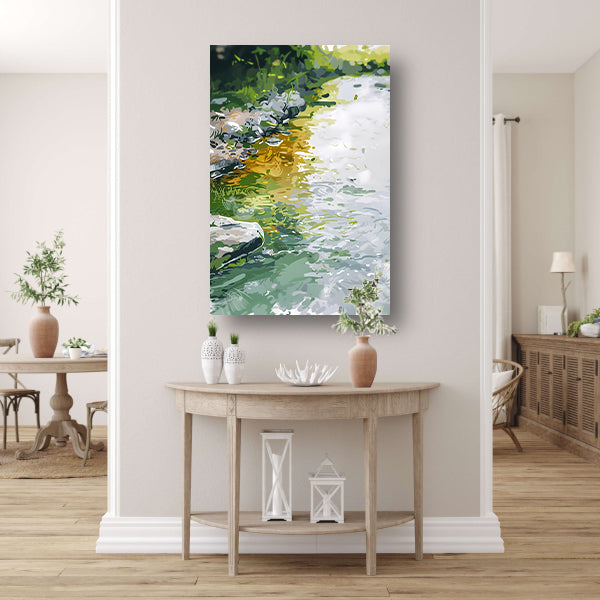 Impressionistisch schilderij van een rivier poster