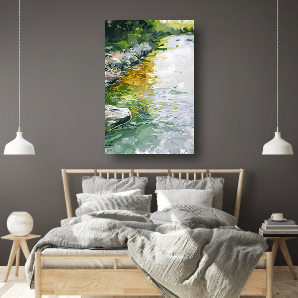 Impressionistisch schilderij van een rivier poster